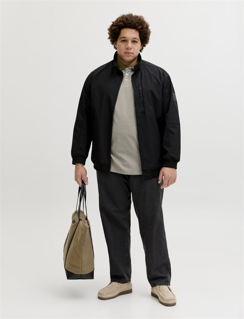 Jack & Jones Plus Size polo korte mouw wijde fit olijfgroen