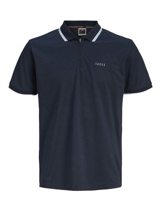 Jack & Jones polo navy met rits en borstzak