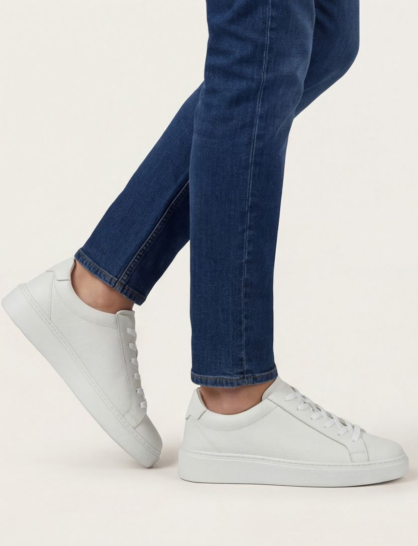 Sneakers Giorgio leer rubber wit effen