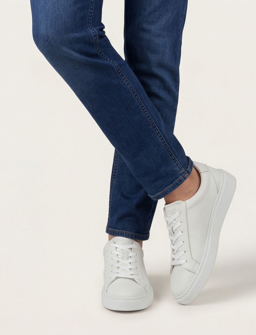 Witte effen sneakers Giorgio leer rubber