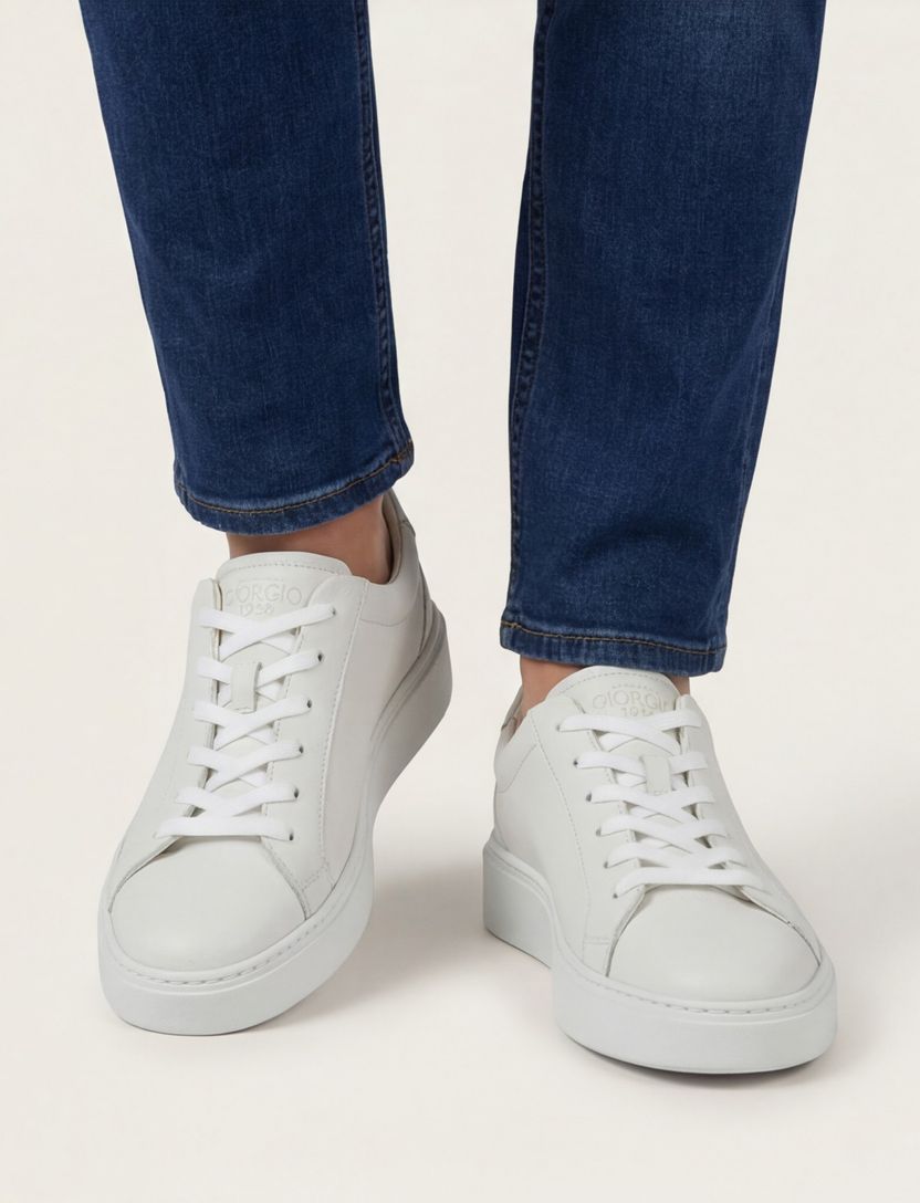 Sneakers Giorgio leer rubber wit effen