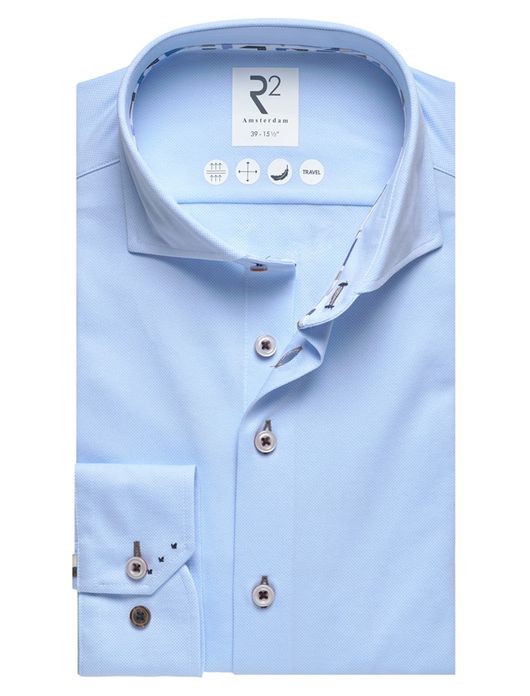 R2 Amsterdam Modern Fit overhemd lichtblauw
