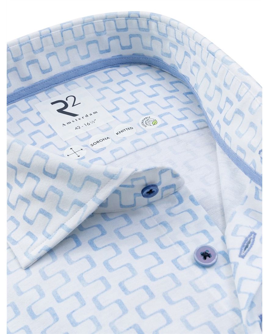 Wit R2 Amsterdam Modern Fit overhemd grafisch patroon