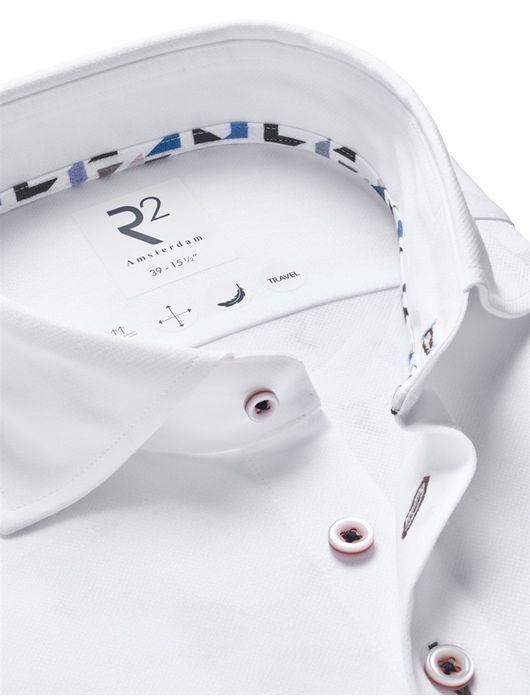 Overhemd wit R2 Amsterdam Modern Fit effen