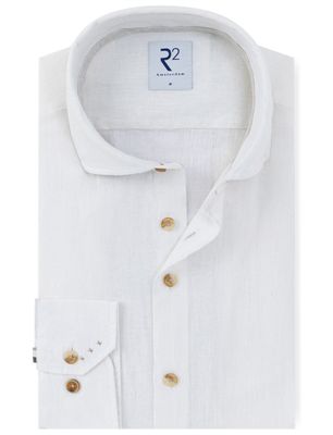R2 Overhemd R2 Amsterdam mouwlengte 7 Modern Fit wit linnen