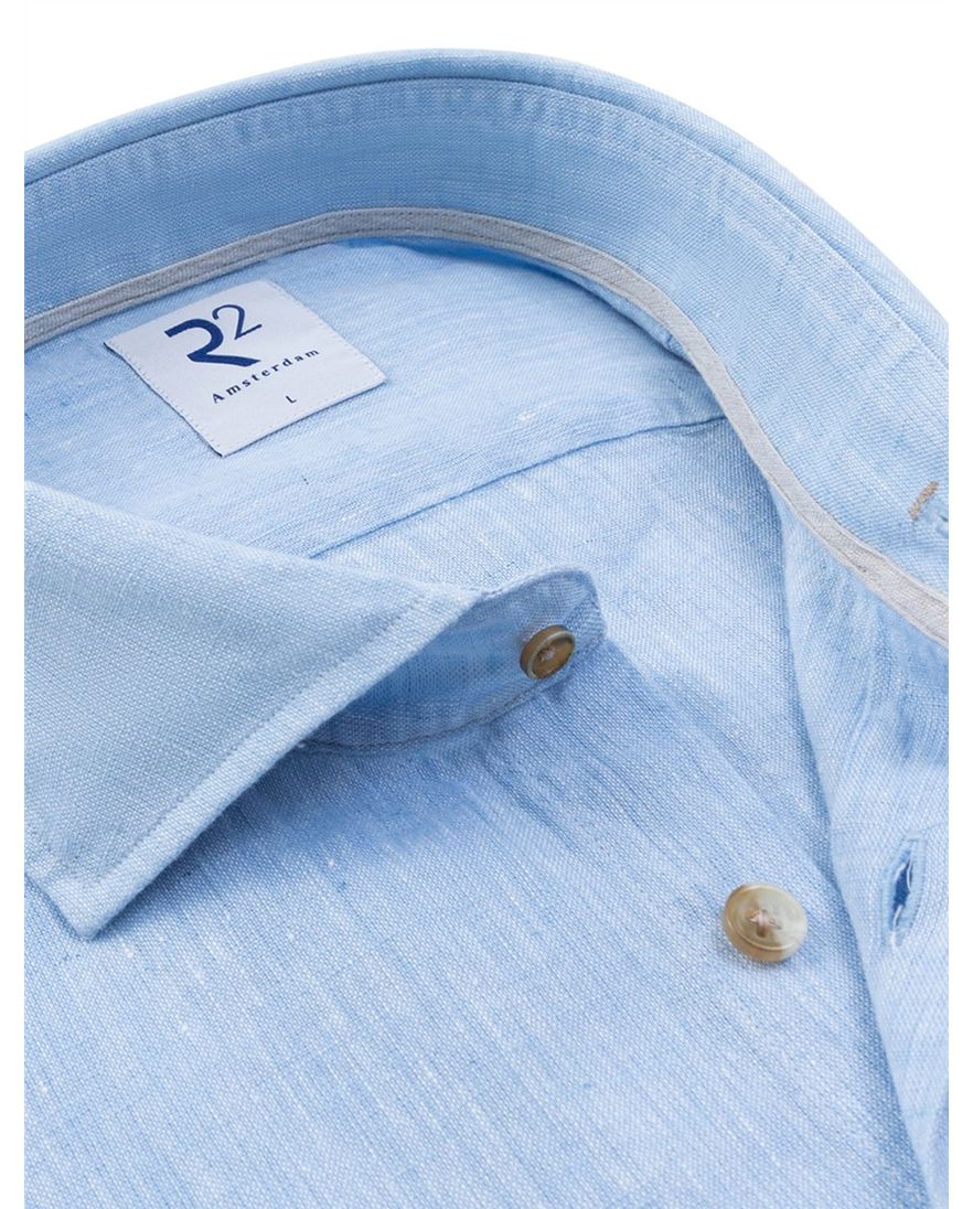 Lichtblauw R2 Amsterdam overhemd Modern Fit linnen
