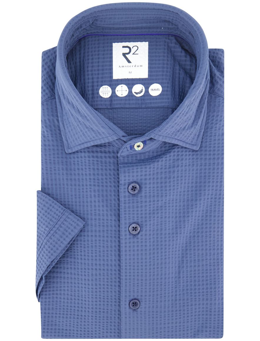 Korte mouw overhemd R2 blauw geprint