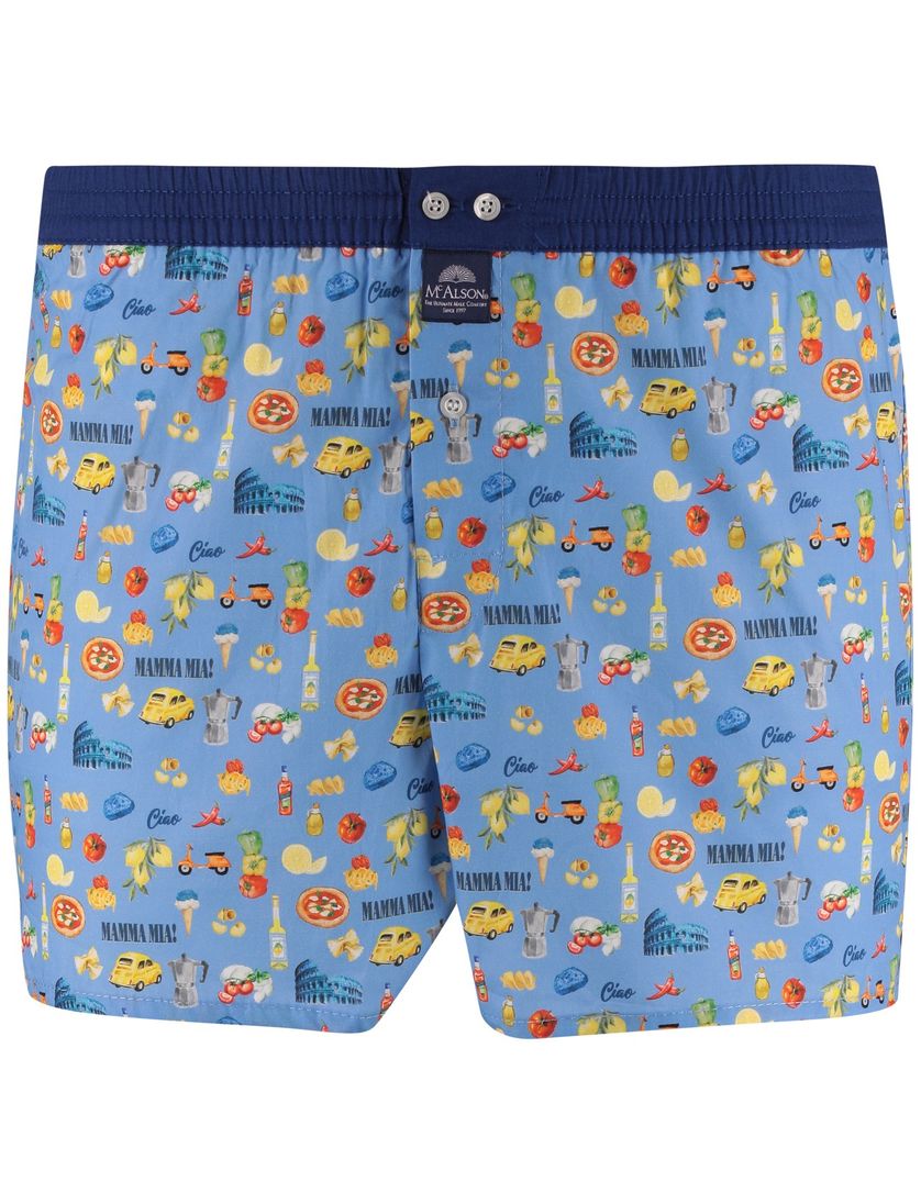 boxershort Mc Alson blauw italiaanse printje normale fit katoen