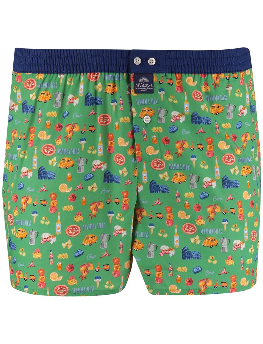 Mc Alson Boxershort groen italie print 100% katoen