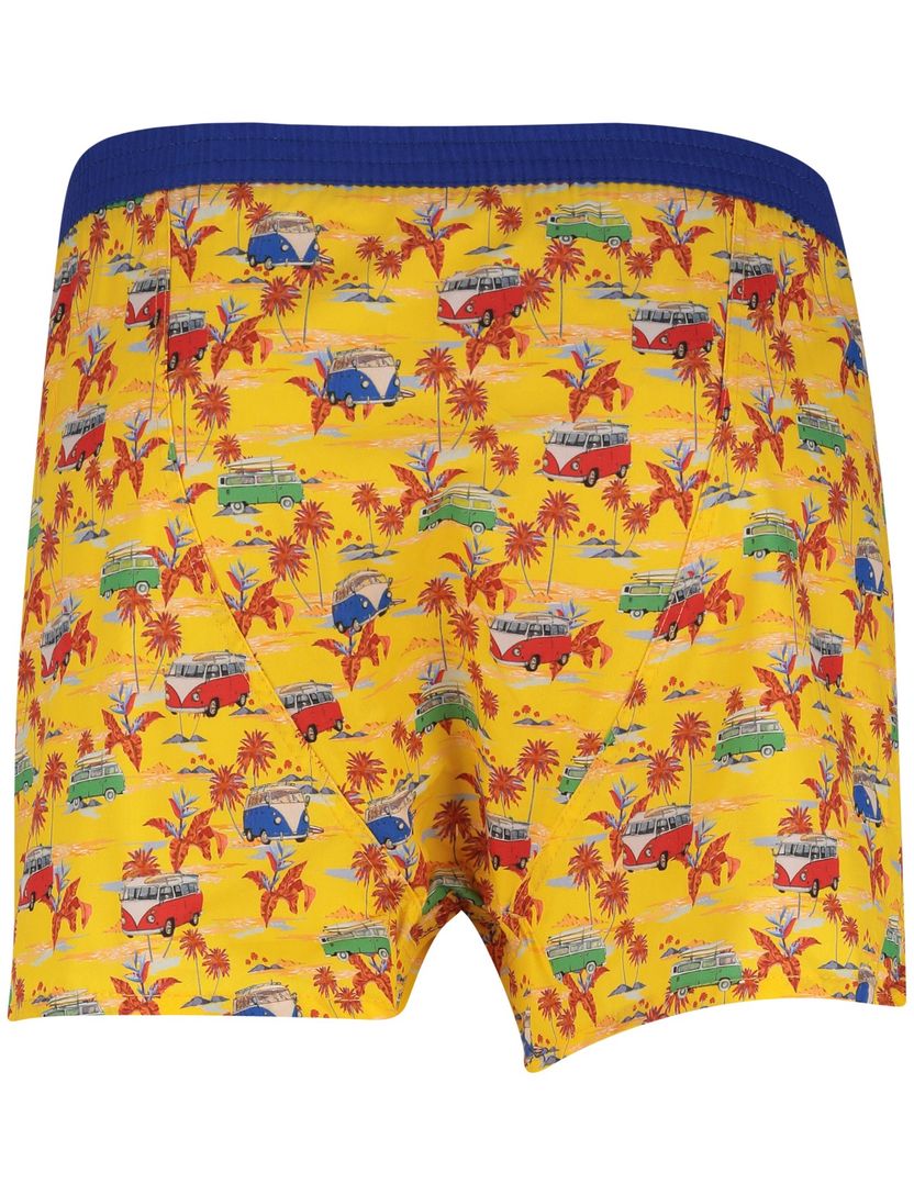 boxershort geel McAlson print busjes met donkerblauw rand