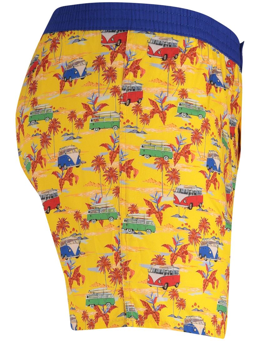 boxershort geel McAlson print busjes met donkerblauw rand
