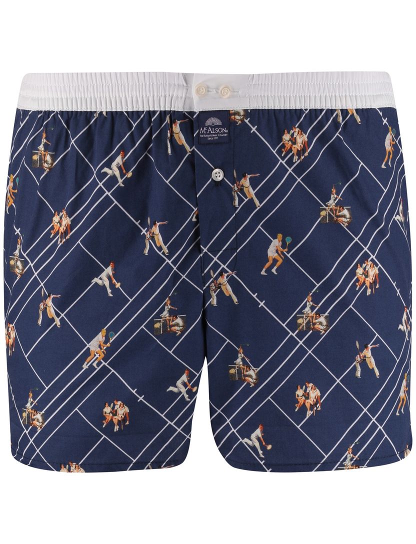 boxershort donkerblauw geprint Mc Alson tennis witte rand