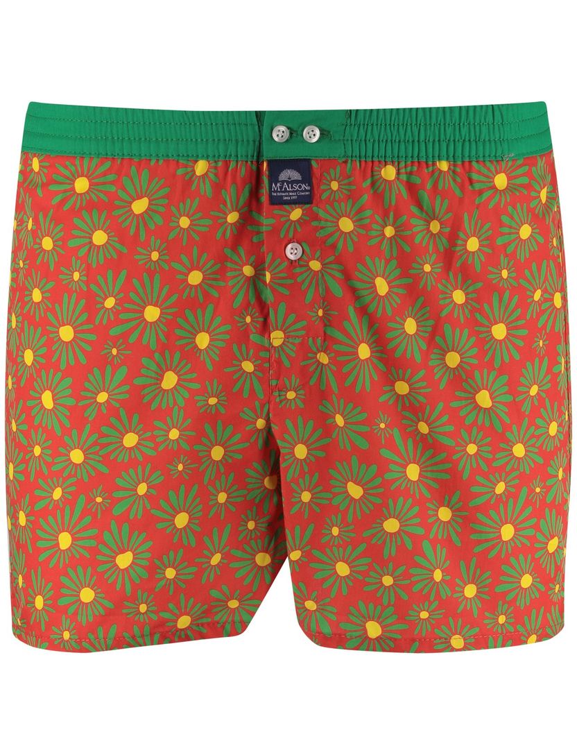 boxershort rood geprint McAlson bloem groene rand