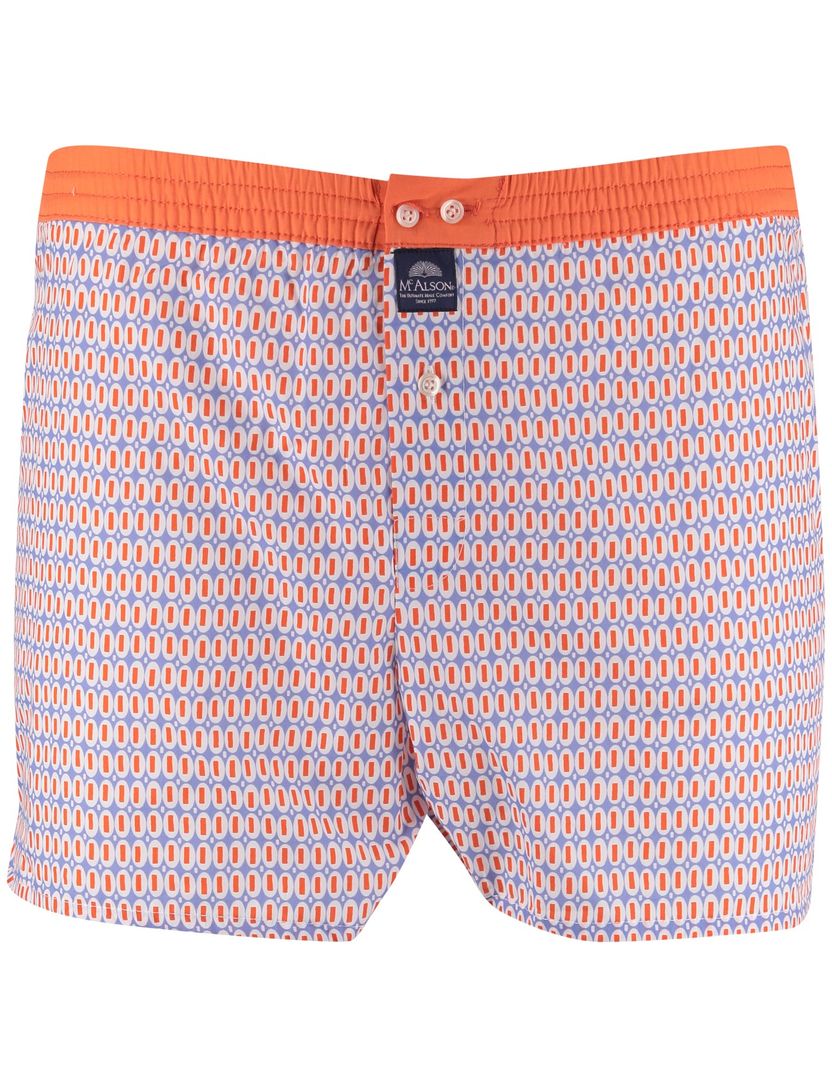 boxershort blauw oranje McAlson print met oranje rand
