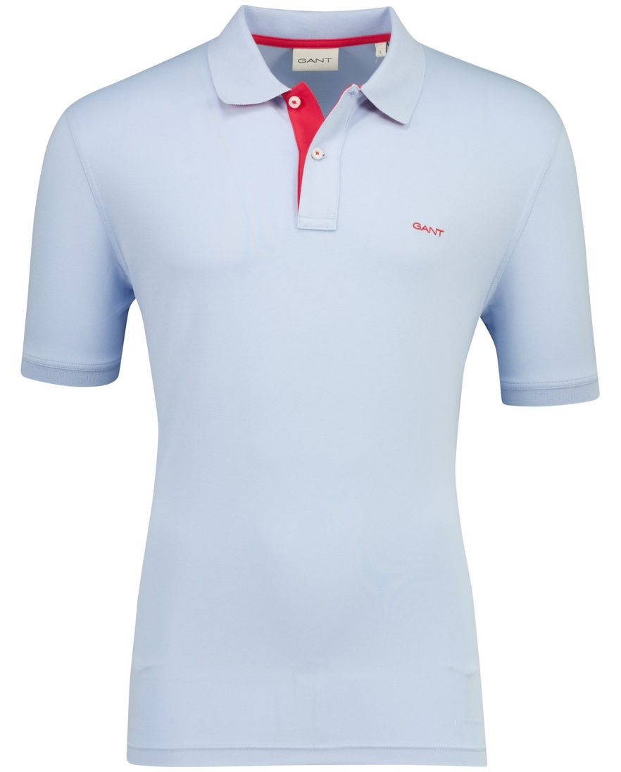 lichtblauw poloshirt Gant katoen pique roze