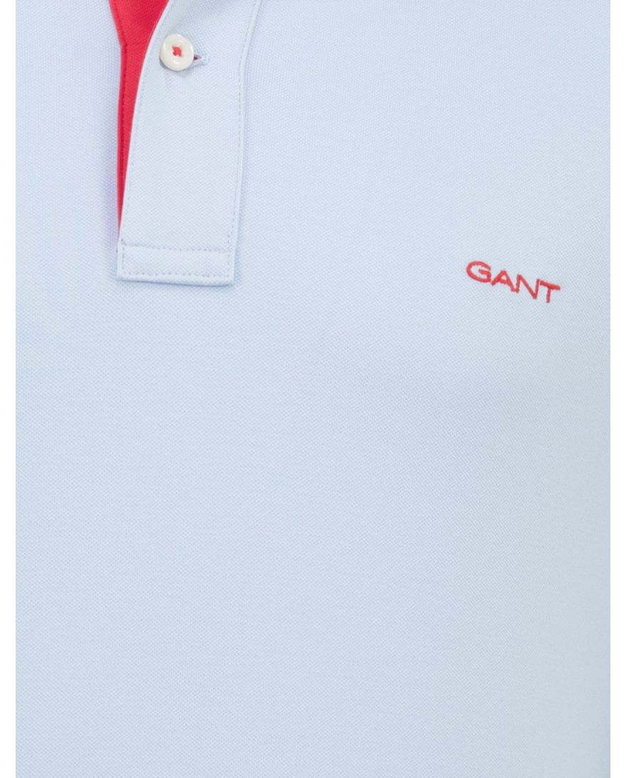lichtblauw poloshirt Gant katoen pique roze