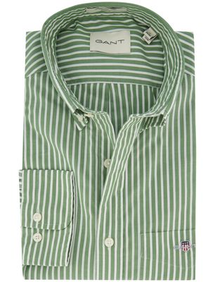 Gant Groen overhemd gestreept Gant wijde fit borstzak