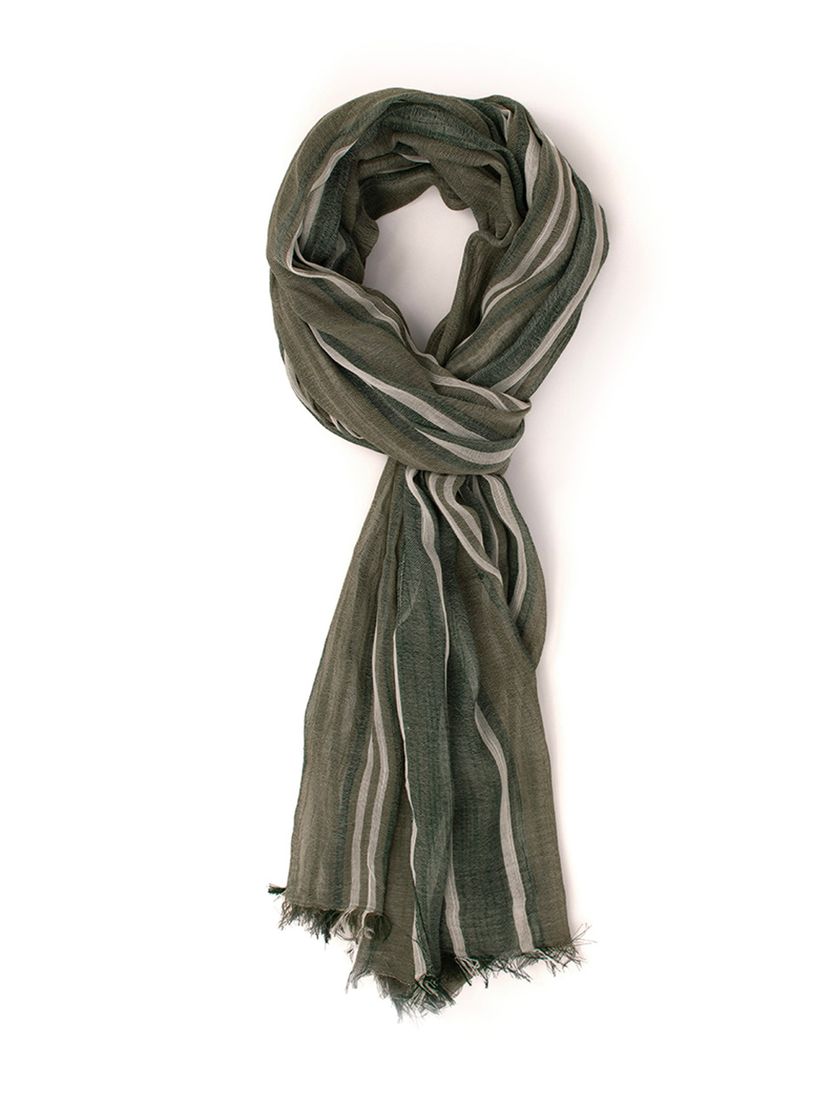 Tresanti herensjaal donkergroen met beige strepen