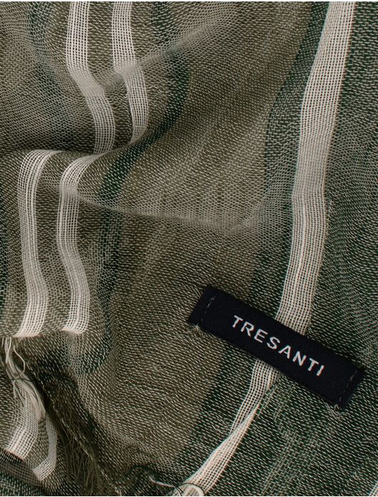 Tresanti sjaal in donkergroen met strepen