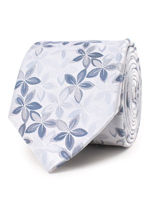 Tresanti Tresanti das zijde wit en blauw met blad dessin