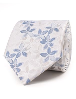 Tresanti Tresanti das zijde creme met lichtblauw dessin zijde