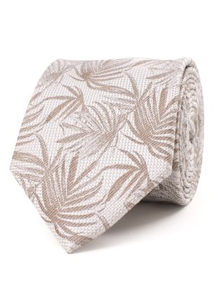 Tresanti Tresanti stropdas zijde creme met zand bladmotief