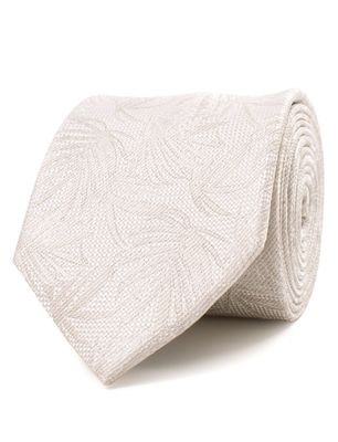 Tresanti Tresanti stropdas creme jacquard waaiermotief