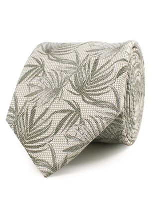 Tresanti Creme zijden stropdas Tresanti met groen dessin