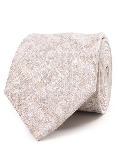 Tresanti Tresanti stropdas beige jacquard structuur zijde