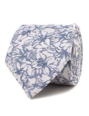 Tresanti Lichtblauwe zijden stropdas met verfijnd bloemmotief