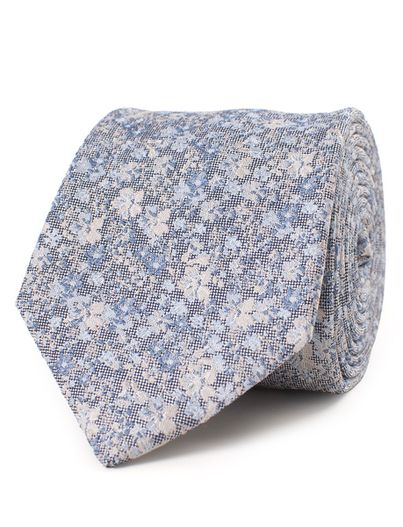 Tresanti Blauwe zijden stropdas Tresanti met bloemmotief