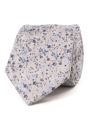 Tresanti Tresanti stropdas van zijde in beige en blauw