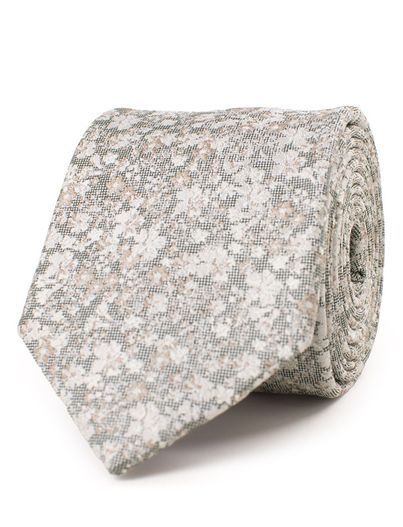 Tresanti Groene zijden stropdas Tresanti met bloemmotief