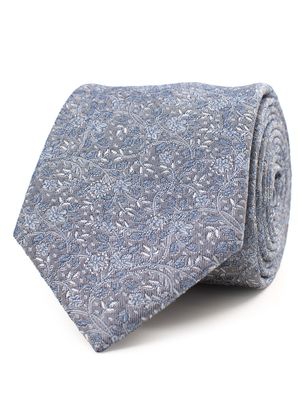 Tresanti Tresanti zijden stropdas blauw met fijn bloemendessin