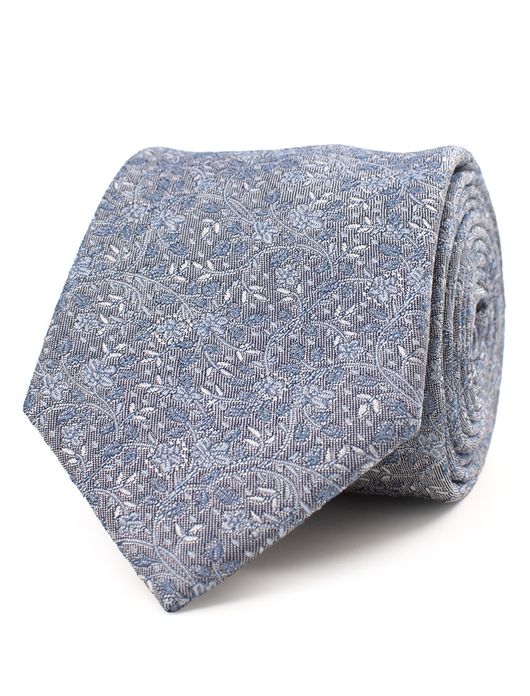 Tresanti zijden stropdas blauw met fijn bloemendessin