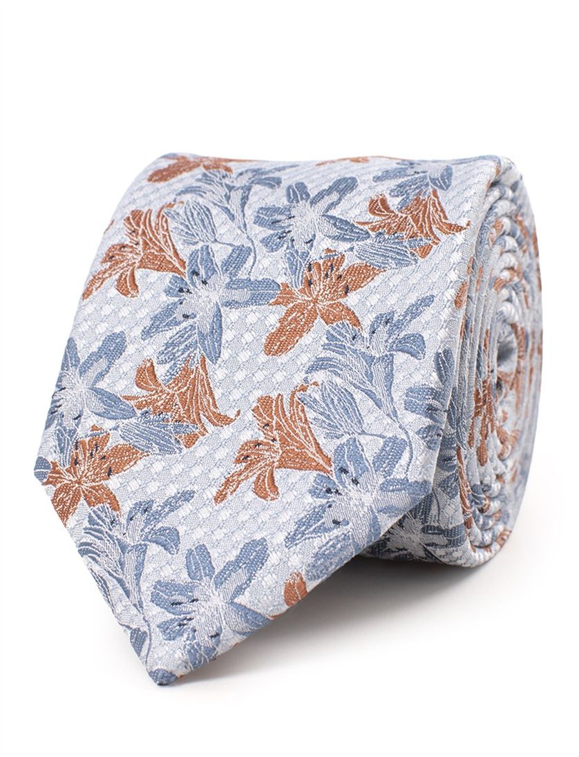 Tresanti stropdas van zijde met blauw oranje print