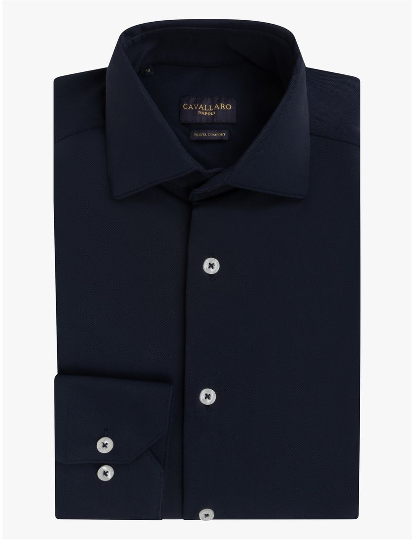 Zakelijk overhemd Cavallaro Napoli donkerblauw slim fit
