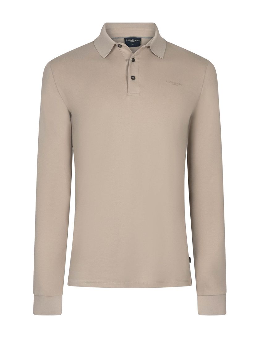 Polo lange mouw Cavallaro Napoli beige regular fit