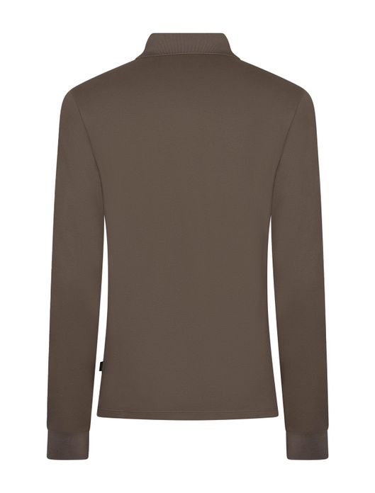 Cavallaro Basso Polo donker bruin lange mouw