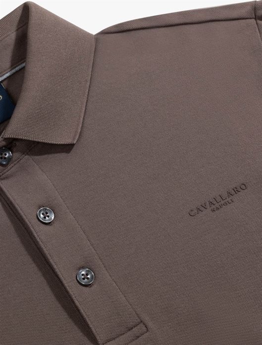 Cavallaro Basso Polo donker bruin lange mouw