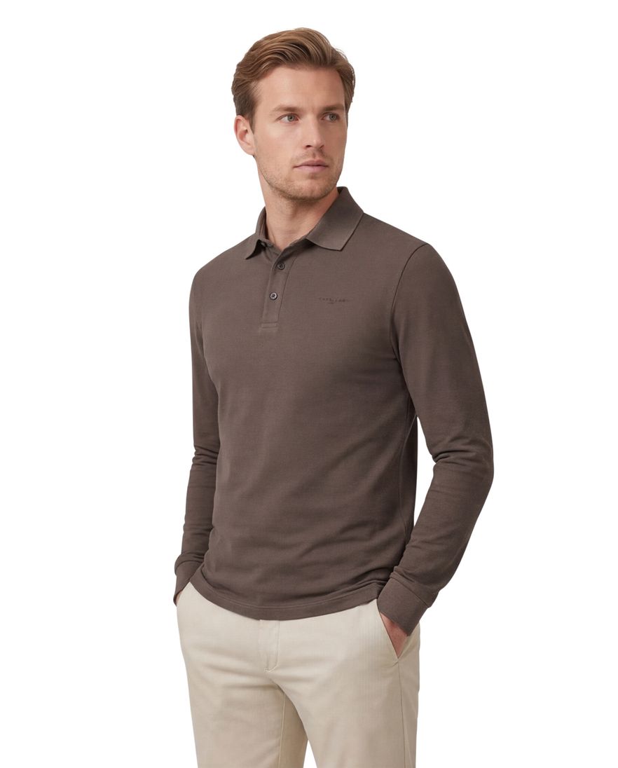 Cavallaro Napoli polo lange mouw bruin