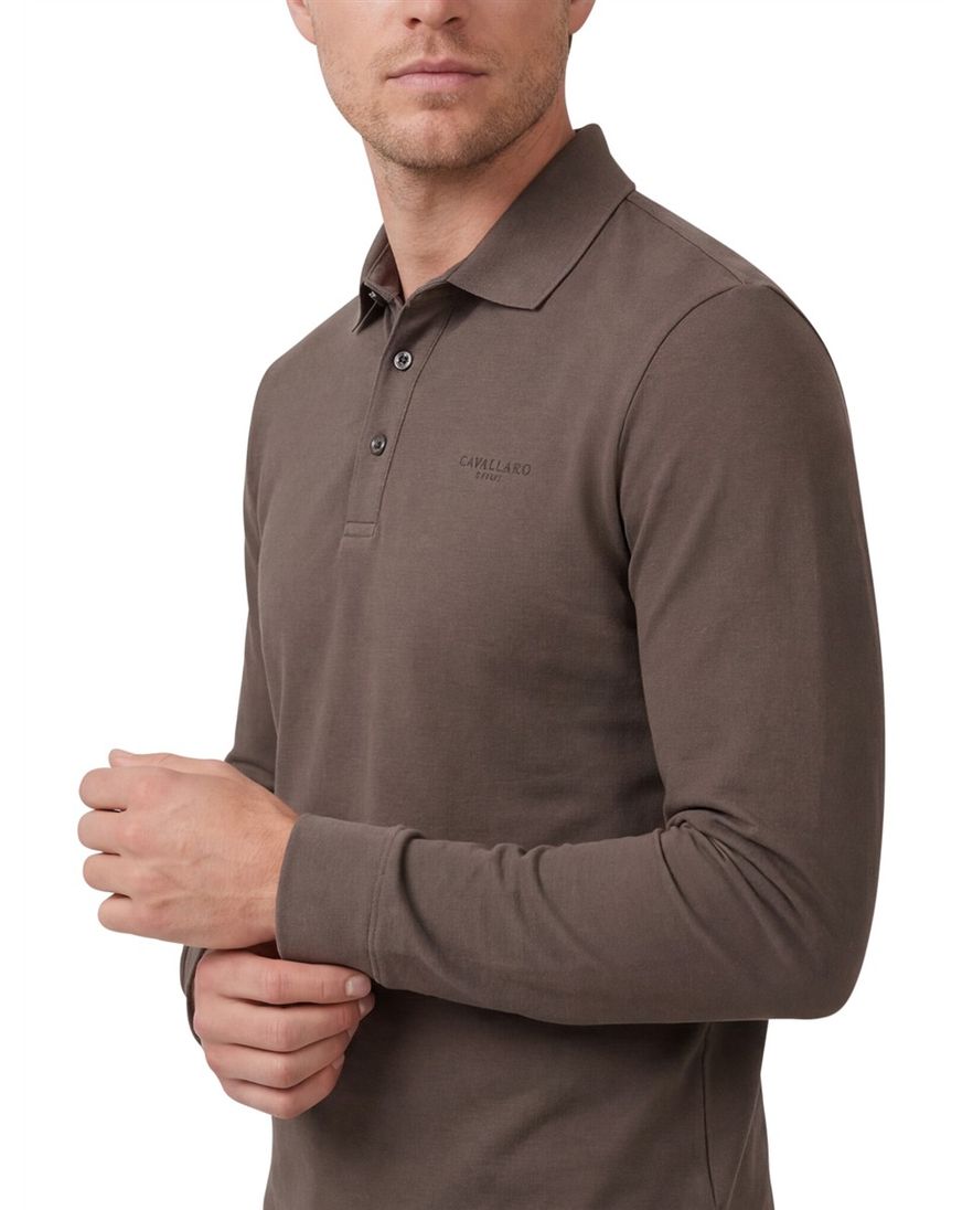 Cavallaro Napoli polo lange mouw bruin