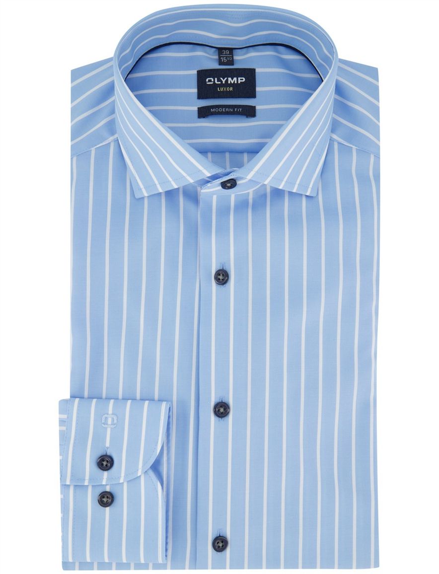 Olymp Luxor Modern Fit business overhemd blauw gestreept