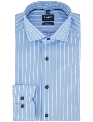 Olymp Olymp strijkvrij overhemd blauw gestreept