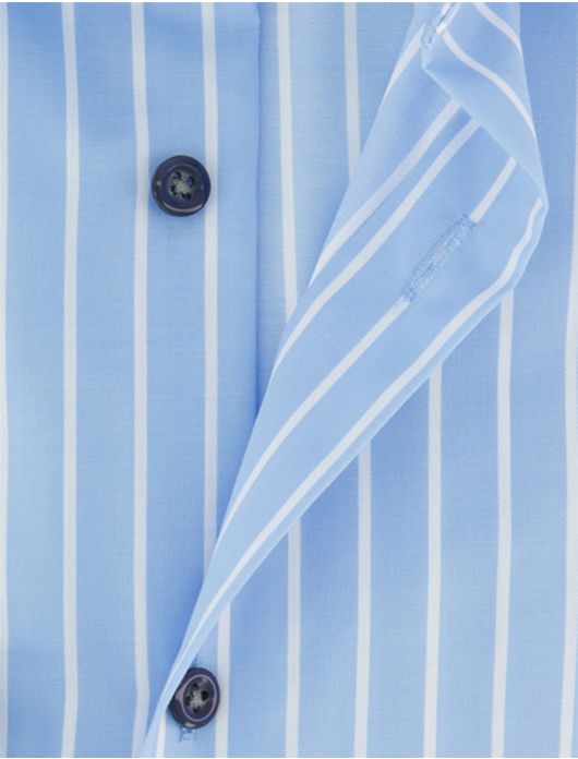 Olymp overhemd blauw gestreept strijkvrij