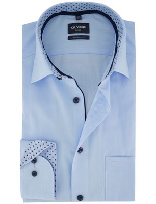 Olymp Profuomo das van zijde in pastelblauw met subtiele zand accenten