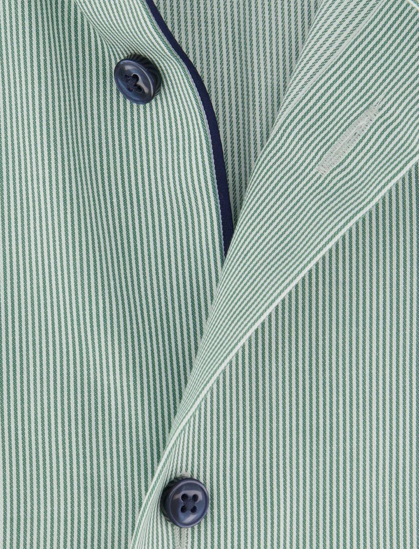 overhemd groen wit gestreept Olymp modern fit met borstzak