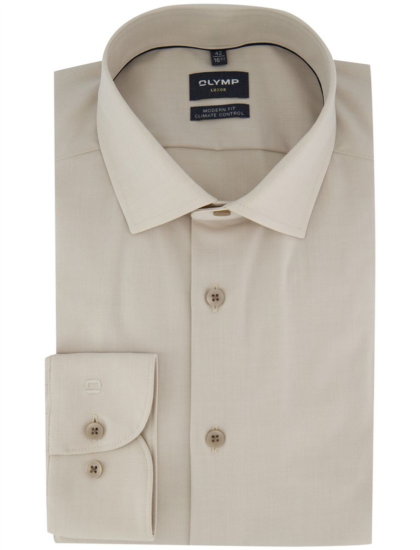 Overhemd beige normale fit Olymp semi wide spread