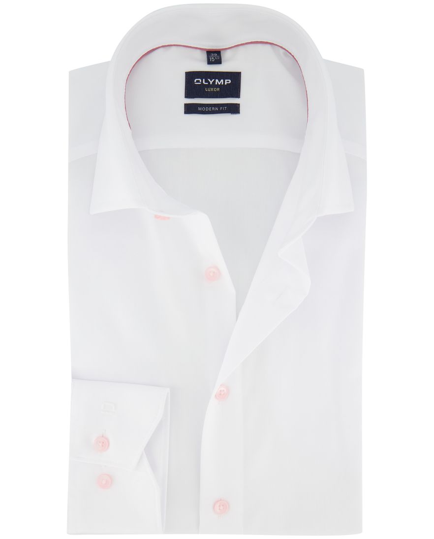 Olymp overhemd Luxor Modern Fit wit effen