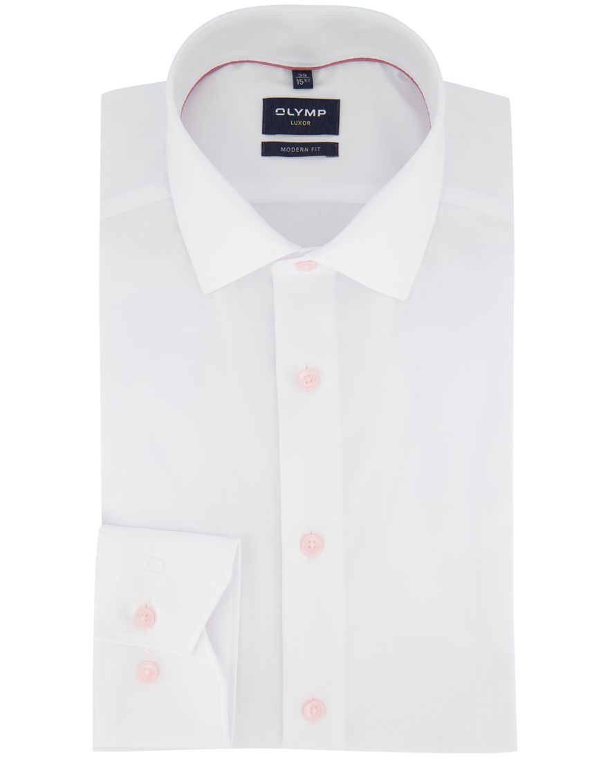 Olymp overhemd Luxor Modern Fit wit effen